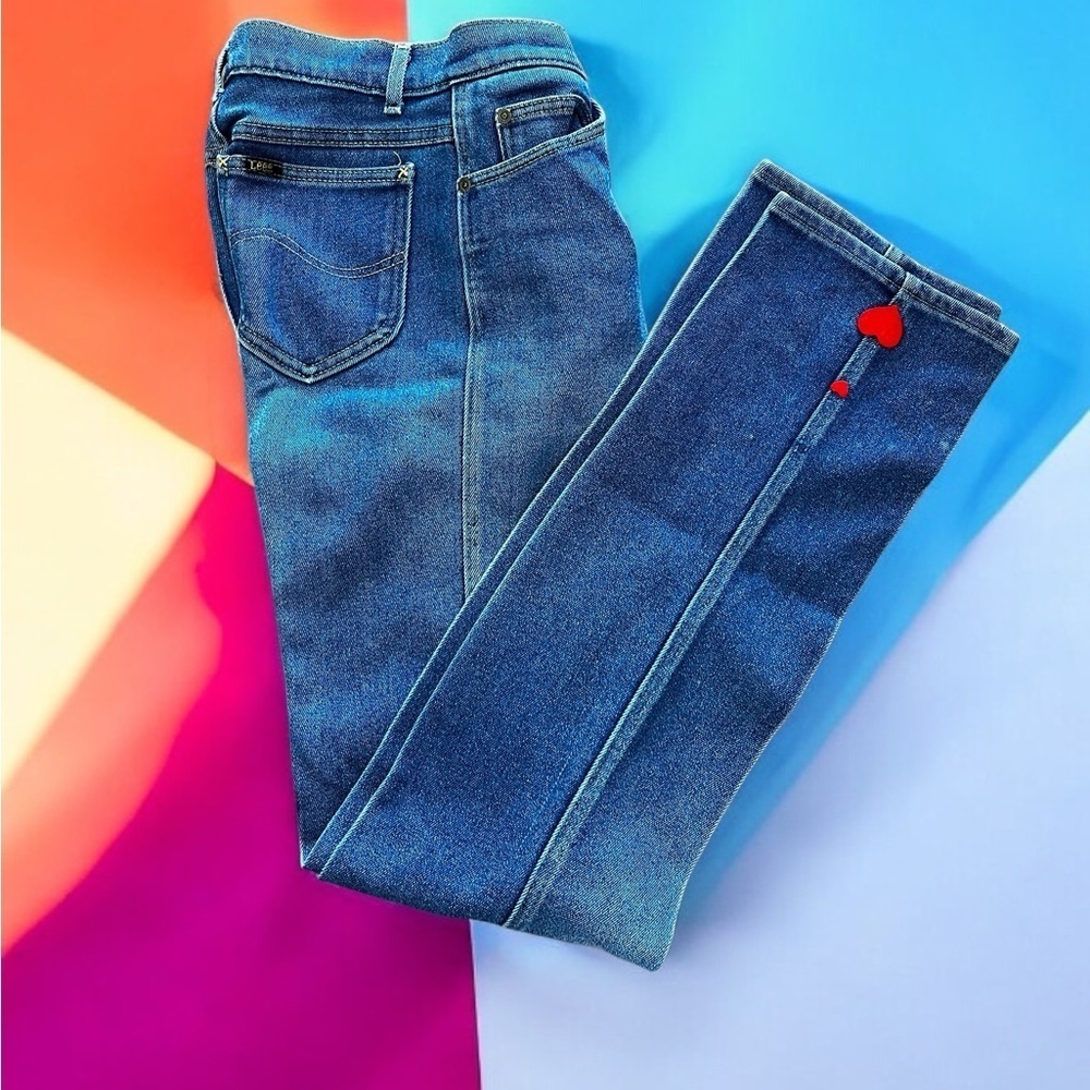 Lee Blue Denim Jeans with Red Heart Accent